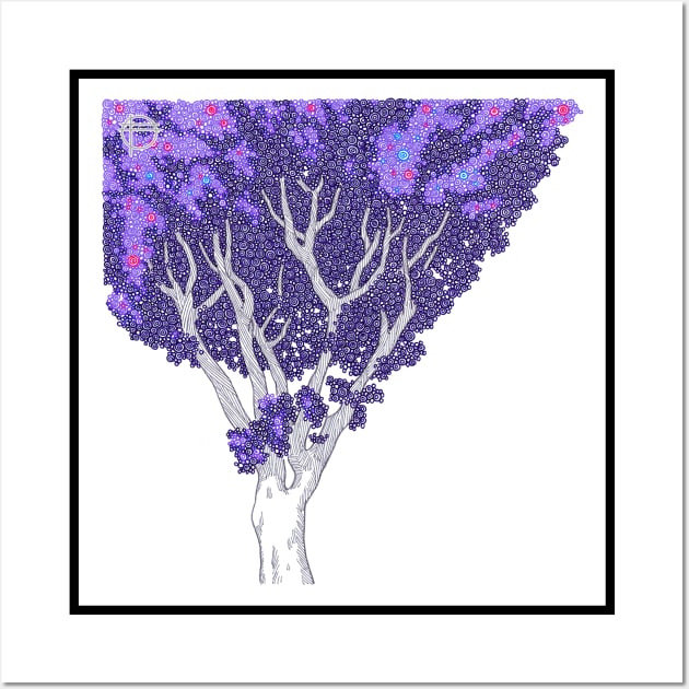 Purple Tree Circle Design Wall Art by pbdotman